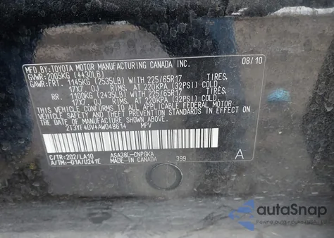 2010 Toyota Rav4 Limited from USA, damaged, VIN 2T3YF4DV4AW048614